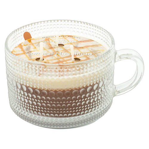 Glass Coffee Cup Shape Candle - Caramel Macchiato