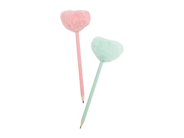 Crelando Heart Pompom Pencils - 2 Pack
