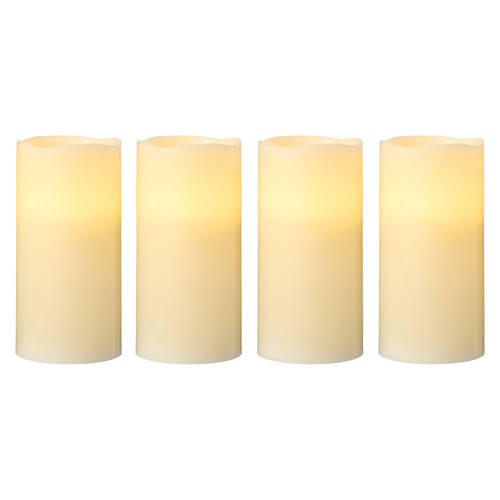 4 Piece Flameless LED Unscented Candle Set, Ivory
