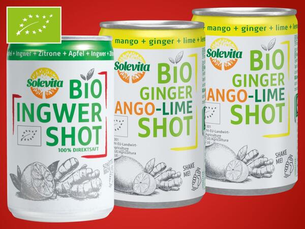 Bio Ingwer- oder Ingwer Mango-Limetten Shot