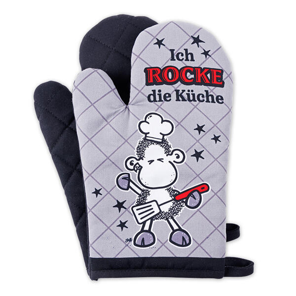 Ofenhandschuhe 2er-Set + 1 Geschirrtuch gratis