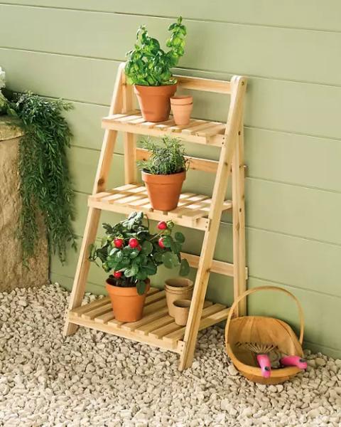 3-Tier Wooden Plant Shelves
