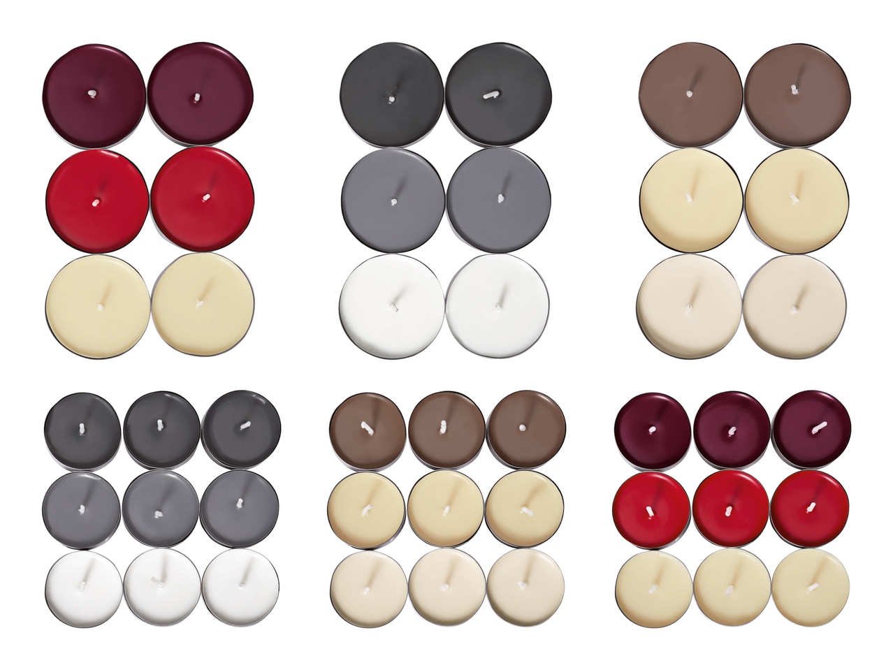 Bougies parfumées, lot de 18/ Bougies parfumées maxi, lot de 6