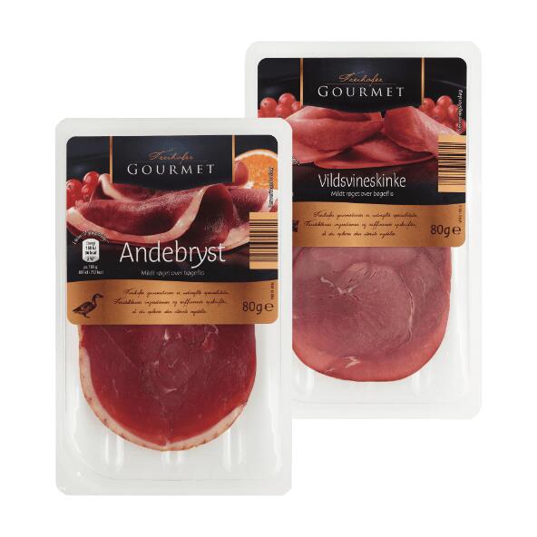 GOURMET 	 				Vildsvineskinke eller andebryst