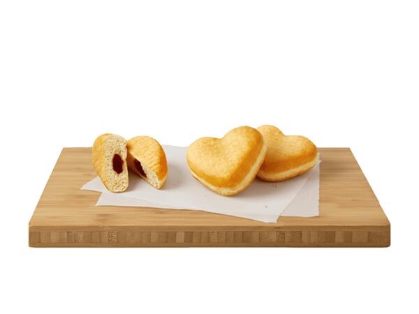 Boule de Berlin en forme de cœur fourrée aux multifruits (action valable uniquement dans certaines parties de la Suisse alémanique et au Tessin)