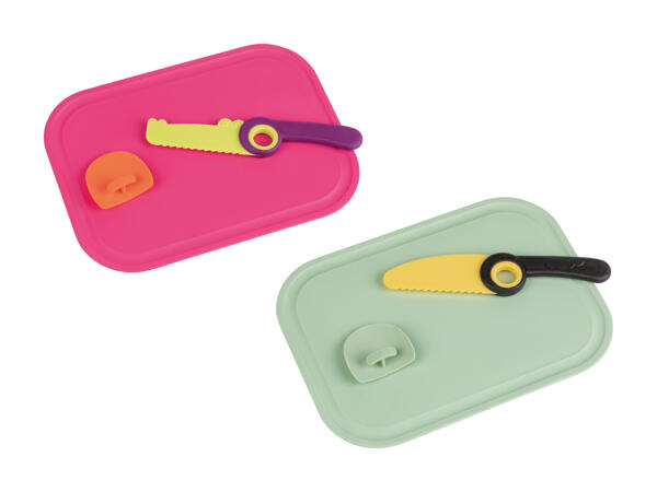 Couteau de cuisine pour enfant et planche à découper, 3 pièces