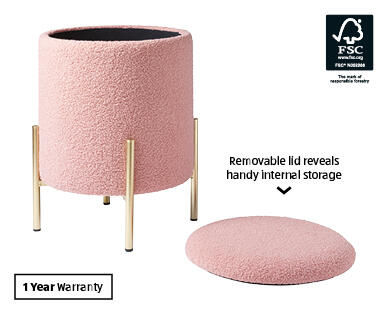 Bouclé Storage Ottoman