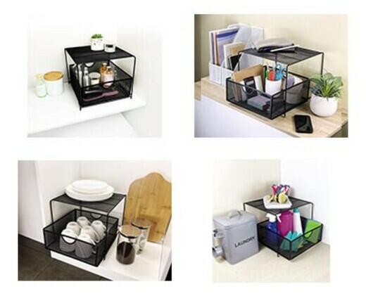 Easy Home 
 Large 2-Tier Square Mesh Organizer