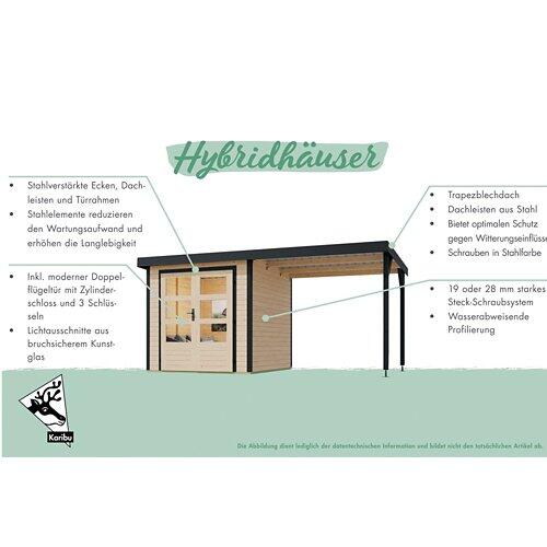 Gartenhaus Hybrid Modern X mit Anbaudach