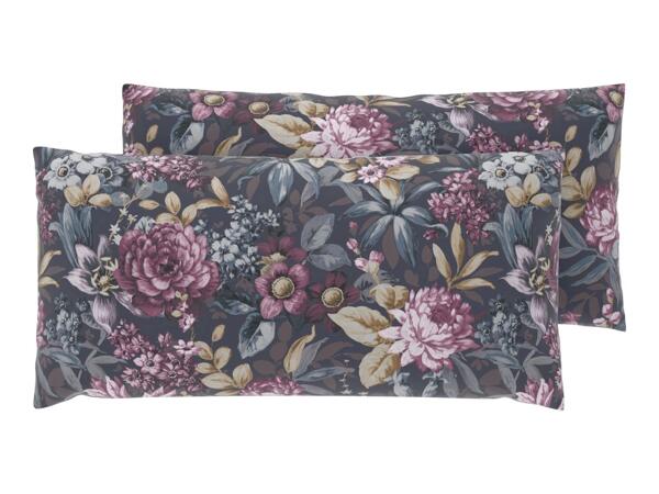 Dark Grey Renforcé Pillowcases With Floral Pattern - 2 Pack