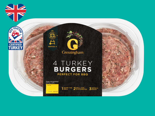 Gressingham 4 British Turkey Burgers