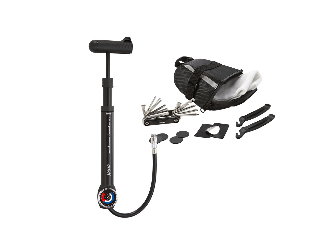 CRIVIT(R) Mini-luftpumpe/værktøjstaske til cykel