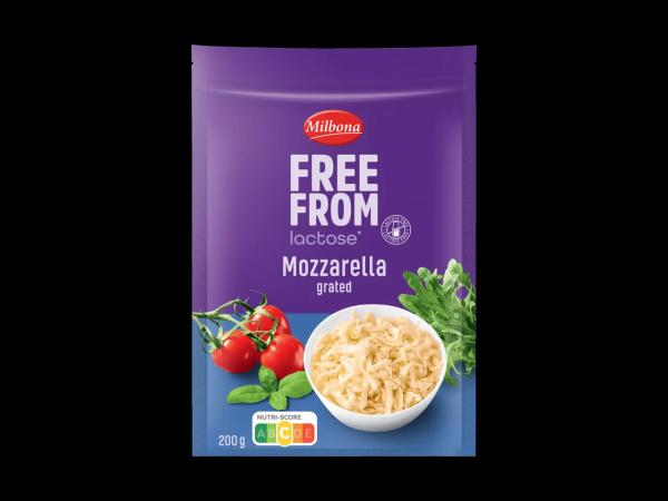 Laktosefreier Mozzarella gerieben
