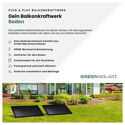 GREEN SOLAR Balkonkraftwerk Boden 900/800 W