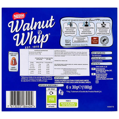 Walnut Whip 6 Pack 180g