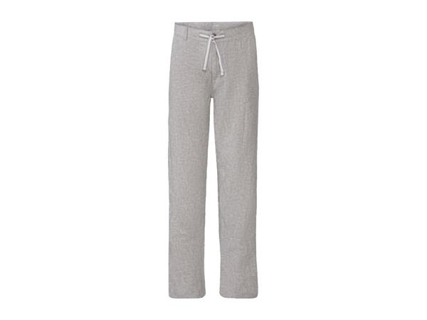 Livergy Men's Linen-Blend Trousers Straight Fit