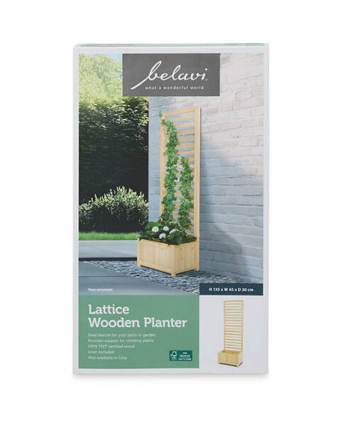 Wooden Planter with Trellis