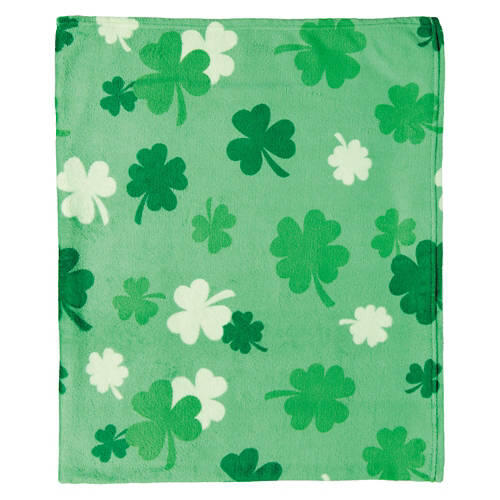 50" x 60" St. Patrick's Day Plush Throw - Classic Clovers