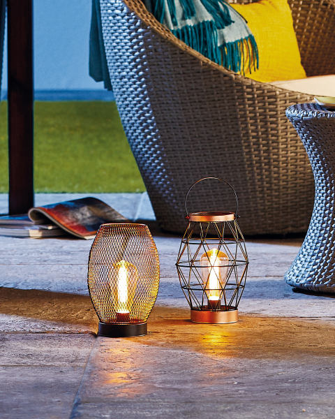 Black Hex Solar Wire Lantern