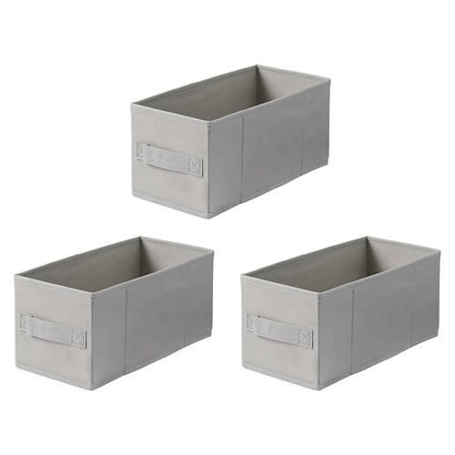 3 Pack Small Collapsible Storage Boxes, Cool Grey