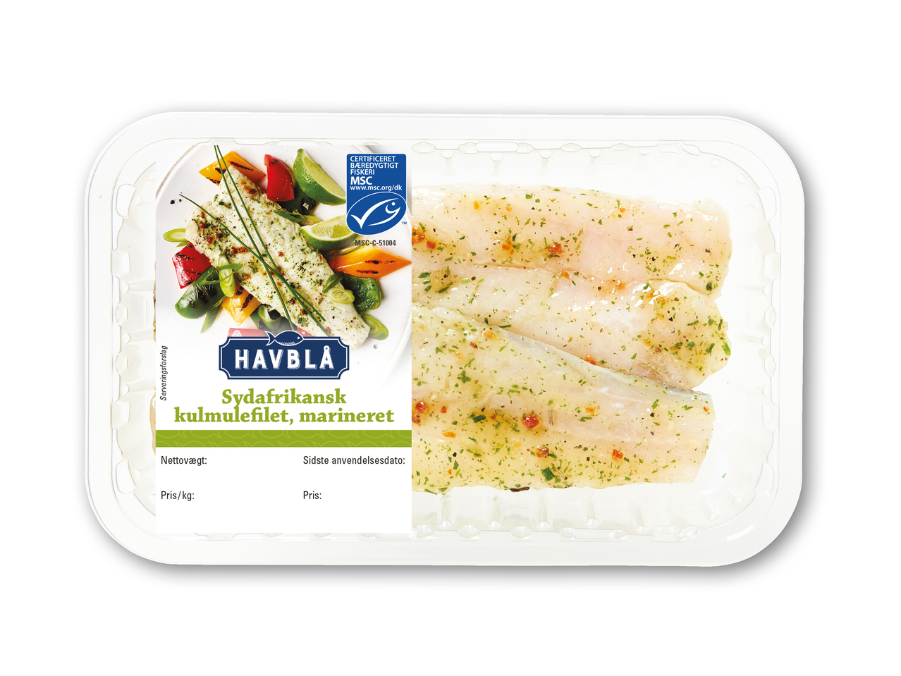 HAVBLÅ Marineret sydafrikansk kulmulefilet
