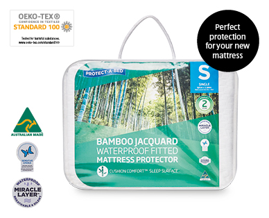 Protect-A-Bed(R) Bamboo Jacquard Waterproof Fitted Mattress Protector – Single Size