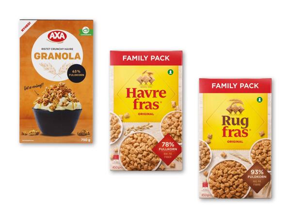 AXA crunchy granola, havre- eller rugfras
