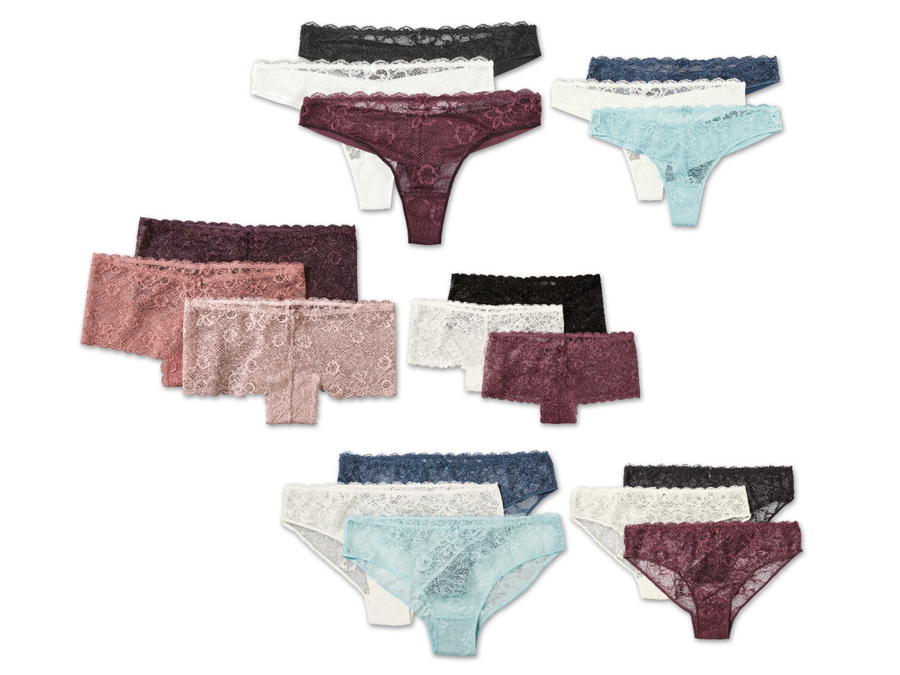 ESMARA(R) Damen Spitzen-Strings, -Hipster oder -Slips, 3 Stück1