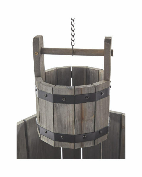 Grey Wooden Wishing Well Planter