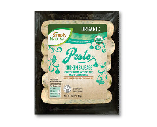 Simply Nature Organic Chicken Sausage Pesto or Tomato, Basil & Mozzarella