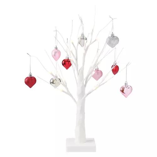 Valentine's Day White Glitter Tree with Disco Mix Hearts