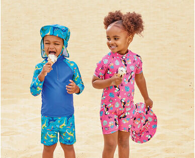 Infant Swimsuit and Hat Set