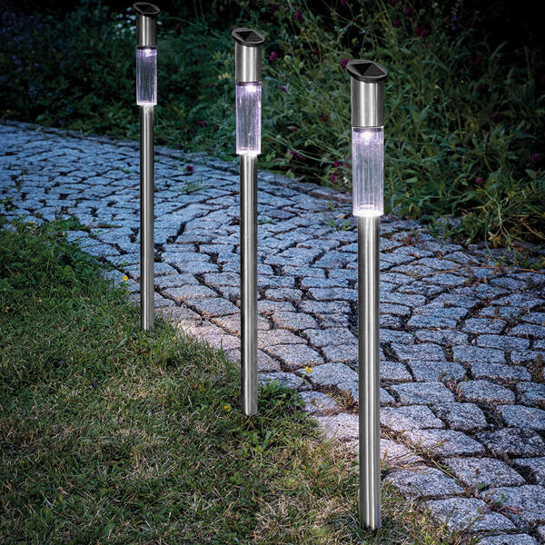 Edelstahl- Gartenlampe 3er-Set