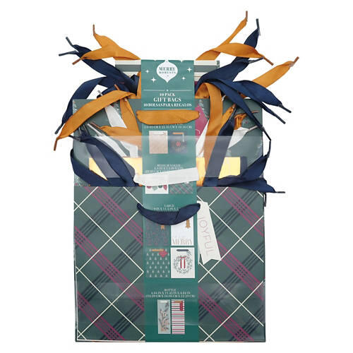 10 Pack Holiday Gift Bags - Luxe