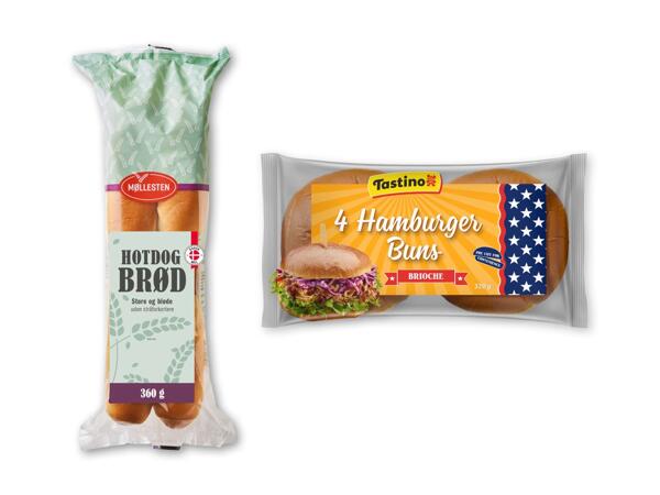 TASTINO/​MØLLESTEN Burgerboller eller hotdogbrød