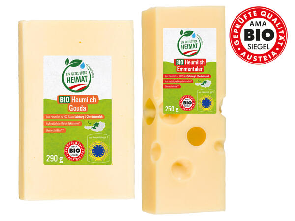 Bio Heumilch Gouda oder Emmentaler