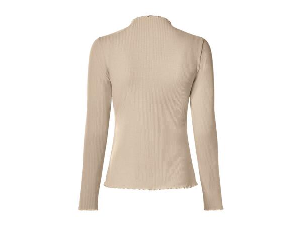 Esmara Ladies' Beige Long Sleeve Ribbed Tops - 2 Pack
