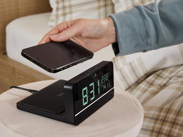 Digital Alarm Clock with Qi Charging Station