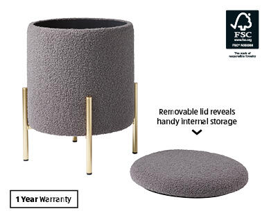 Bouclé Storage Ottoman