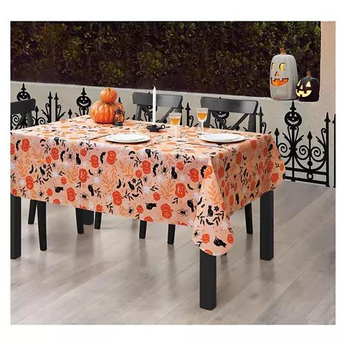 52" X 70" Halloween Vinyl Tablecloth - Pumpkins