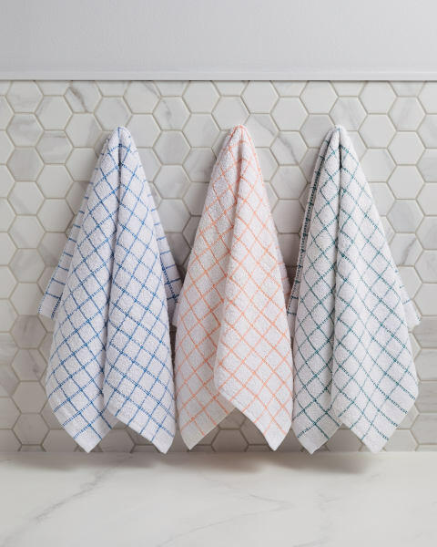 Blue Cotton Terry Tea Towels 5 Pack