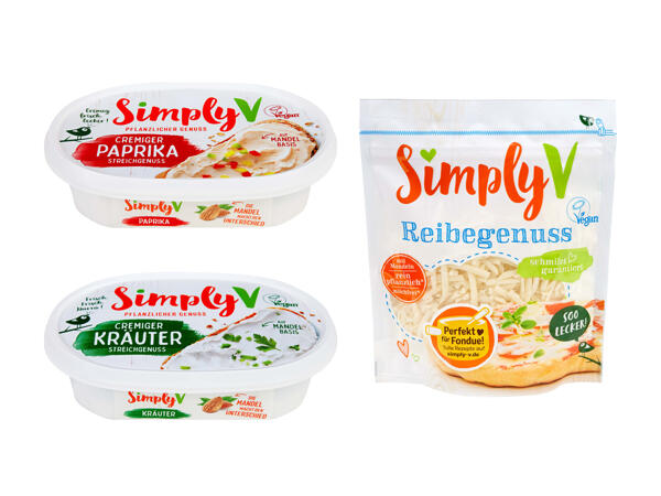 Fromage râpé végan/crème à tartiner végane Simply V