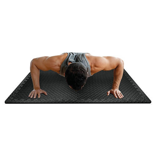 4 Pack Interlocking Floor Mats, Dark Grey