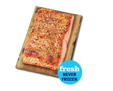 Fresh Sweet Bourbon Atlantic Salmon on a Cedar Plank