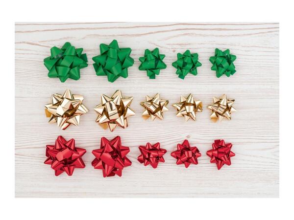 Crelando Green / Gold / Red Gift Bow Set - 15 Pack
