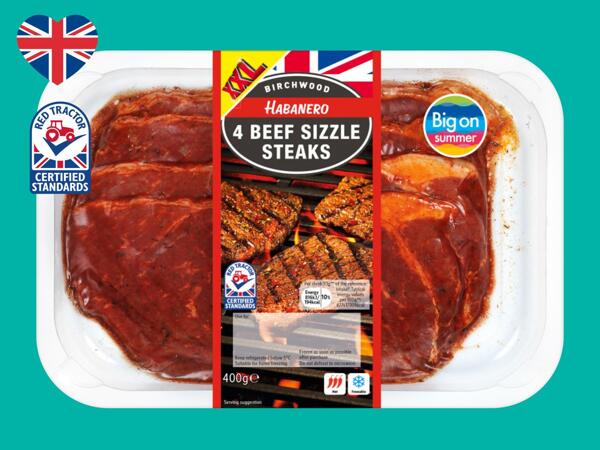 Birchwood 4 Habanero British Beef Sizzle Steaks