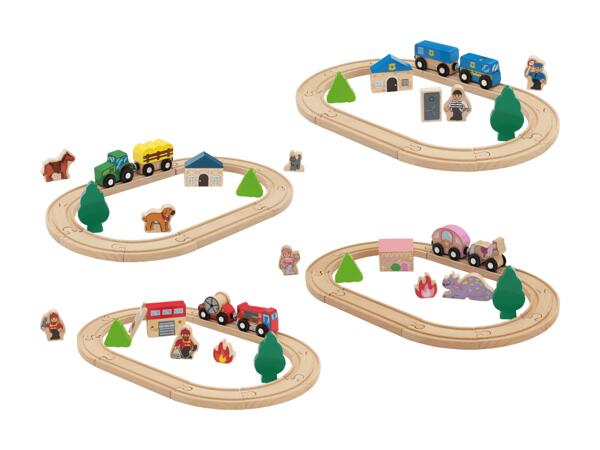 Set de chemin de fer en bois, 18 pièces