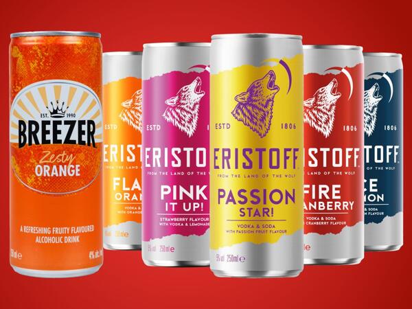 Mischgetränke Eristoff oder Bacardi Breezer Orange