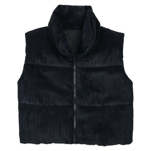Ladies Corduroy Puffer Vest - Black, L