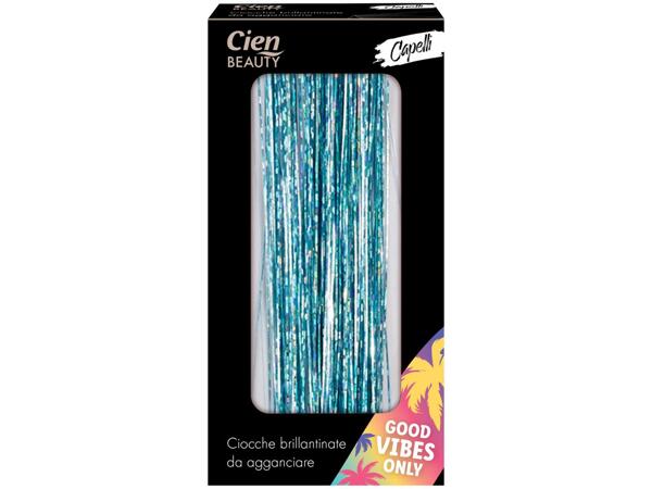 Clip-in hair tinsel, self-adhesive face jewels, stick-on tattoos or self-adhesive nail stickers